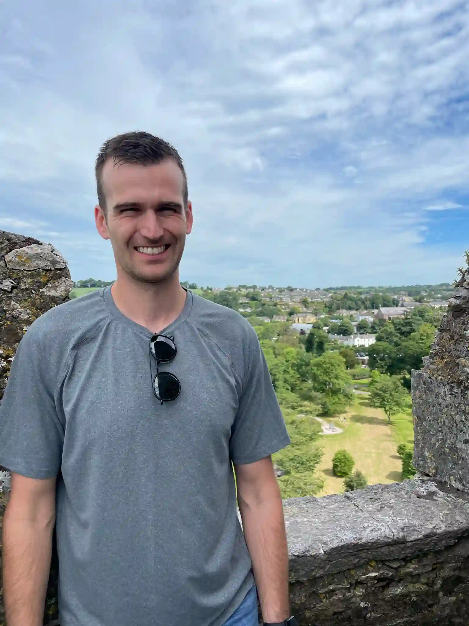 Ross at the top of Blarney Castle in Ireland.